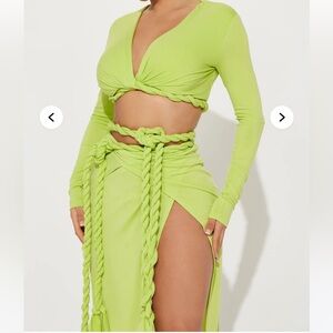 Fashion Nova Reina Rope Skirt Set - Lime